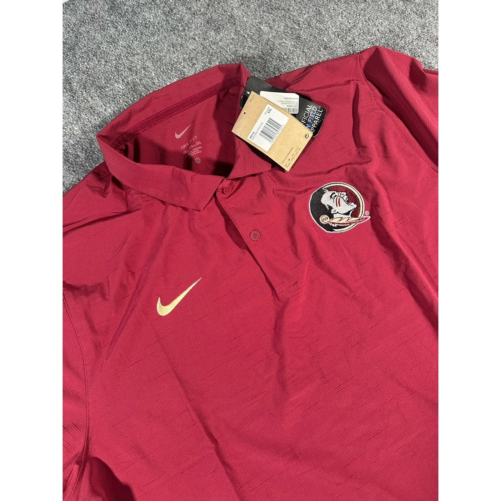 Nike FSU Florida State Seminoles Mens XXL Maroon Dri-FIT Polo Shirt Embroidered